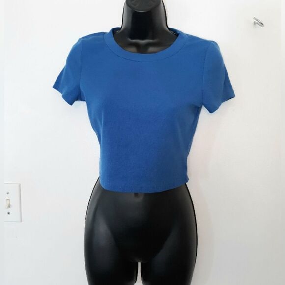 Shein royal blue ribbed crop top - Picture 1 of 5
